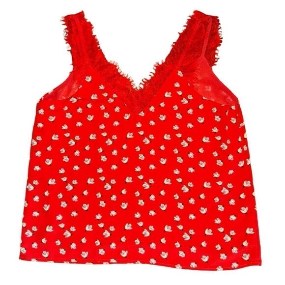 Heartloom Women's Red Floral Lace Zurie Tank Top- Size Medium - Picture 3 of 6